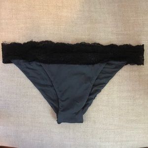 Beach Bunny gray and black lace skimpy bottoms